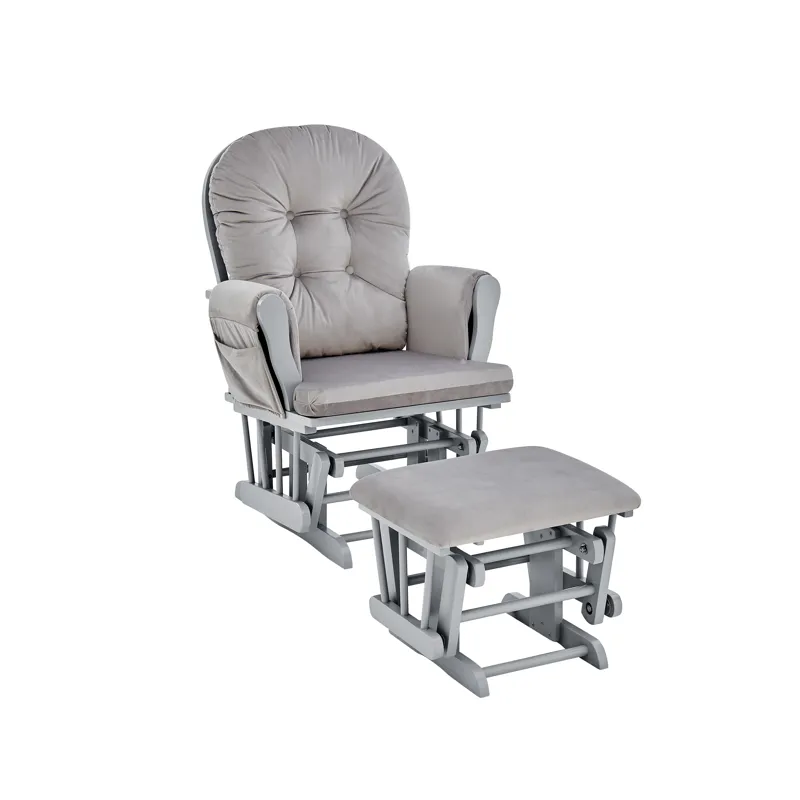 Mason - Glider And Ottoman Gray Wood - Light Gray Fabric