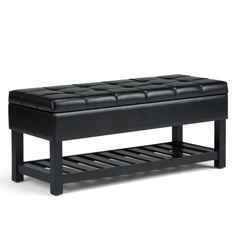 Saxon - Storage Ottoman Bench - Midnight Black