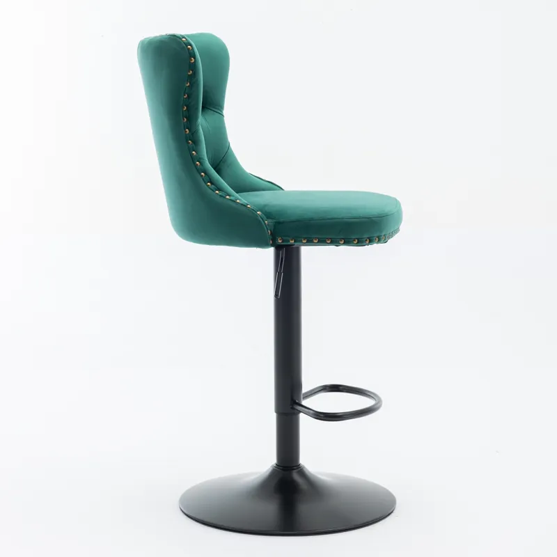 Swivel Velvet Barstools Adjusatble Seat Height, Modern Upholstered Bar Stools With Backs Comfortable