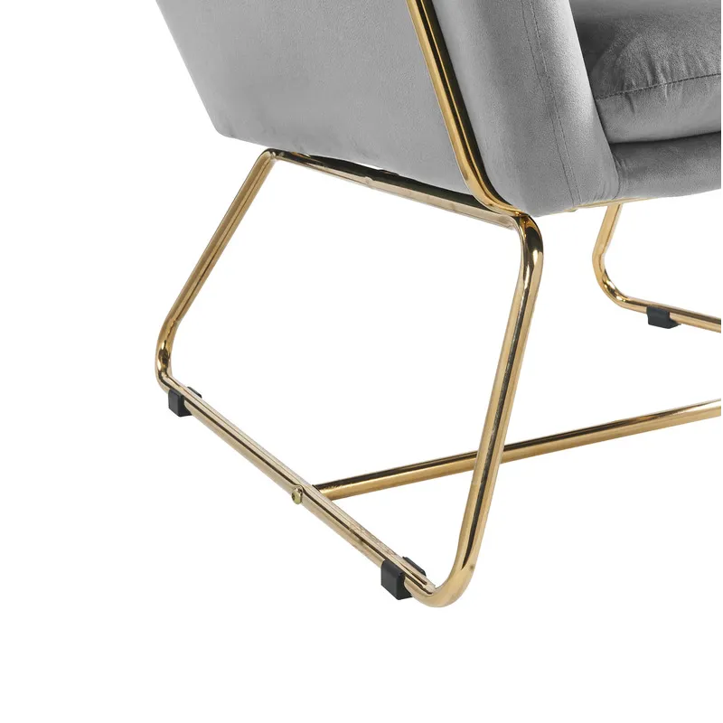 Keira - Velvet Accent Chair With Metal Base - Gray