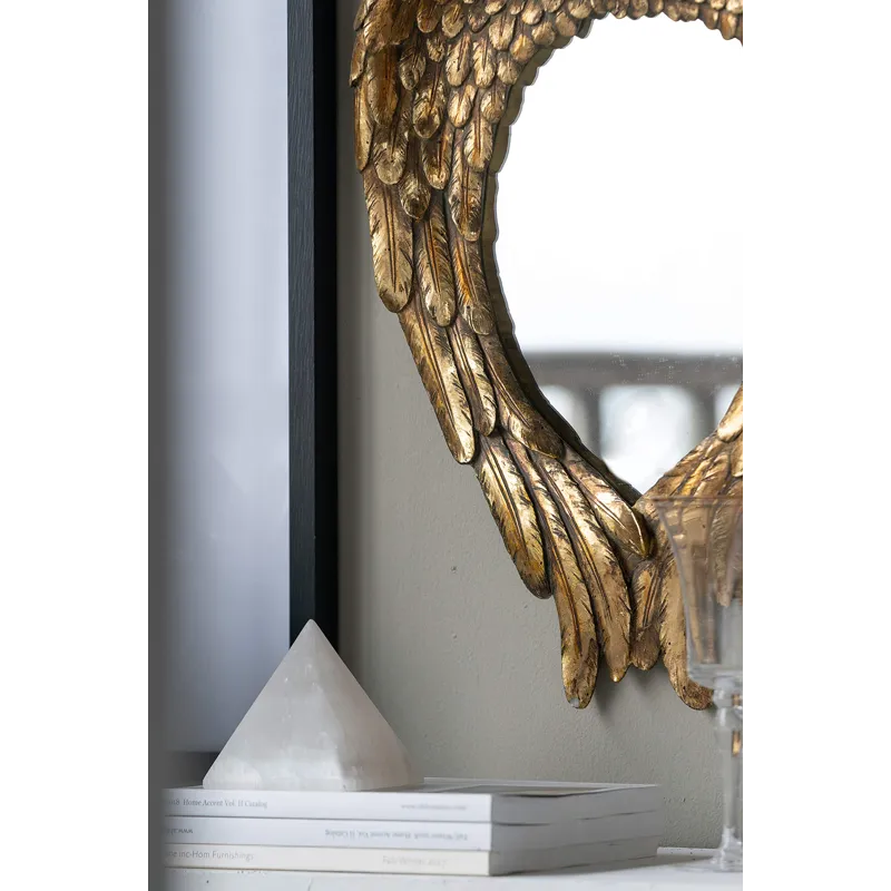 Golden Wing Accent Mirror, Wall Mirror For Living Room - Gold