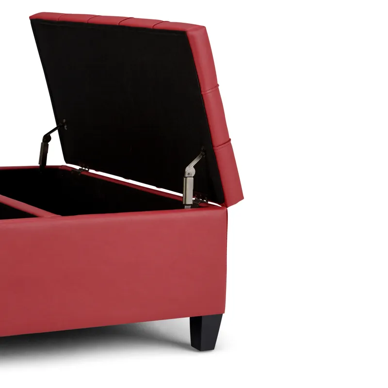 Harrison - Coffee Table Storage Ottoman - Crimson Red