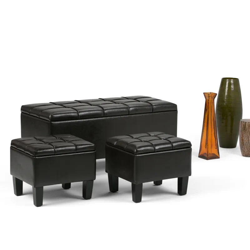 Dover - 3 Piece Storage Ottoman - Tanners Brown