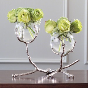 Twig 2 Vase Holder-Nickel-Med