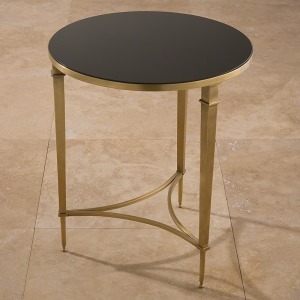 Round French Square Leg Table-Brass & Black Granite