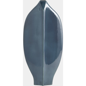 Center Ridge Vase - Blue, Large