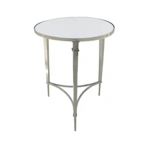 Round French Square Leg Table-Nickel & Mirror