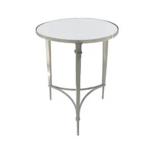 Round French Square Leg Table-Nickel & Mirror