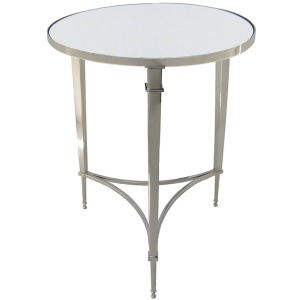 Round French Square Leg Table-Nickel & Mirror