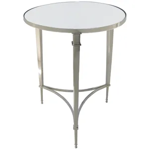 Round French Square Leg Table-Nickel & Mirror