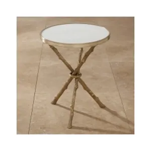 Twig Table-Brass & White Marble