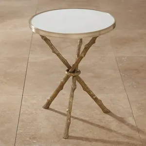 Twig Table-Brass & White Marble