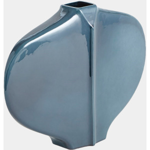 Center Ridge Vase -Blue, Small