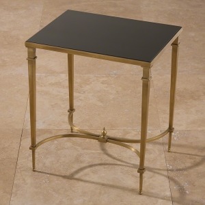 Rectangular French Square Leg Table-Brass & Black Granite