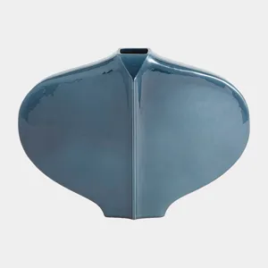 Center Ridge Vase -Blue, Small