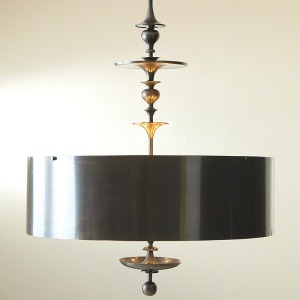 Turned Pendant Chandelier-Antique Bronze Finish-Lg
