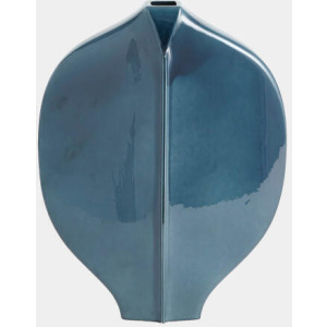 Center Ridge Vase-Blue-Med