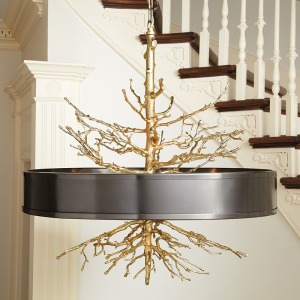 Twig Pendant-Brass on Brass w/Bronze Shade