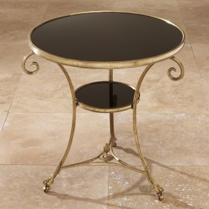 Gueridon Table-Brass & Black Granite