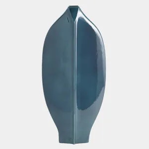 Center Ridge Vase - Blue, Large