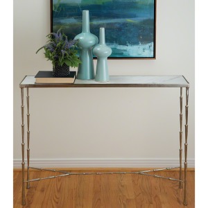 Spike Console-Antique Nickel w/White Marble