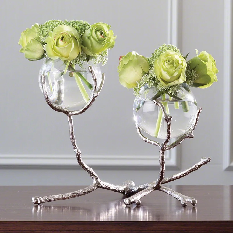 Twig 2 Vase Holder-Nickel-Med