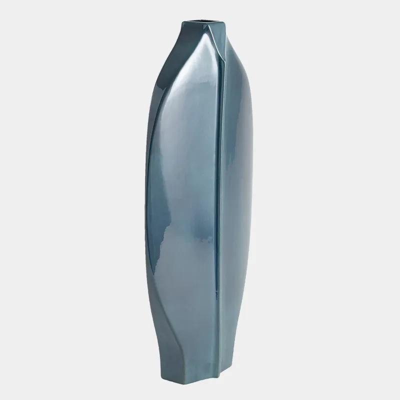 Center Ridge Vase - Blue, Large