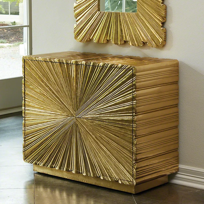Linen Fold 2 Drawer Chest-Brass