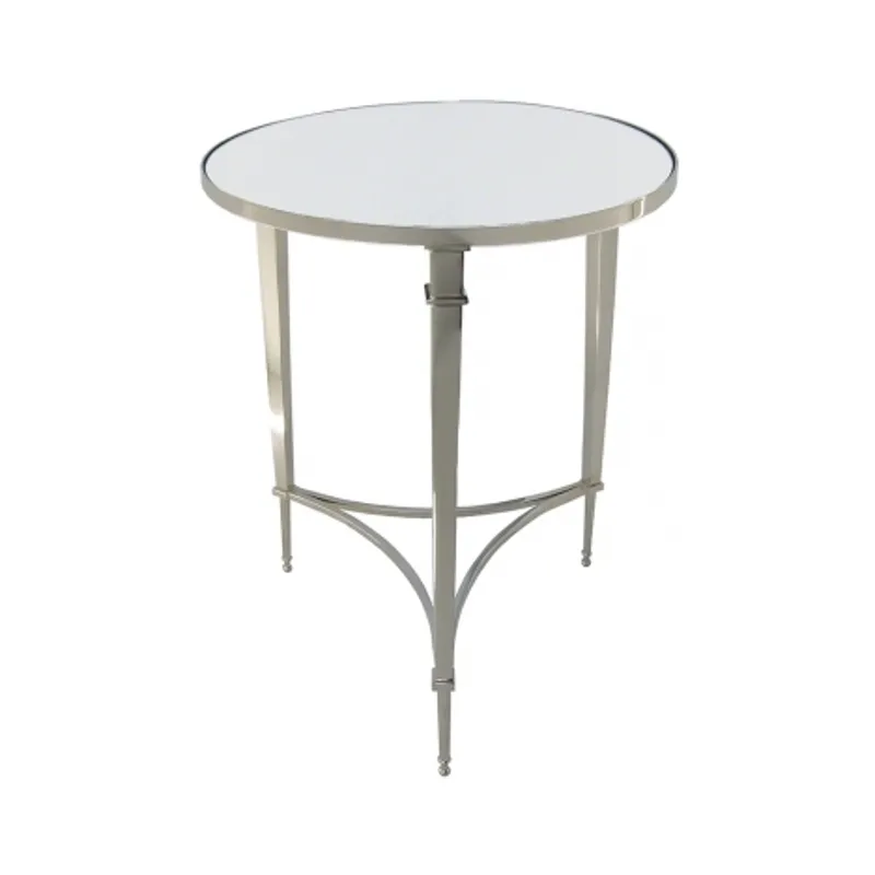 Round French Square Leg Table-Nickel & Mirror