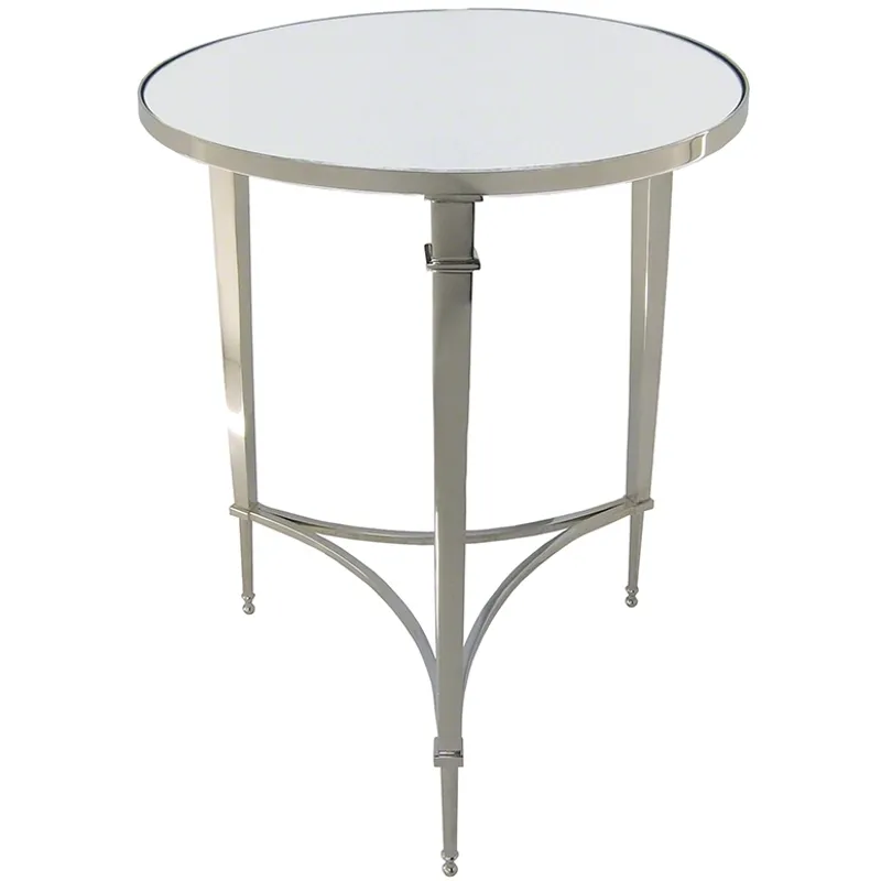 Round French Square Leg Table-Nickel & Mirror