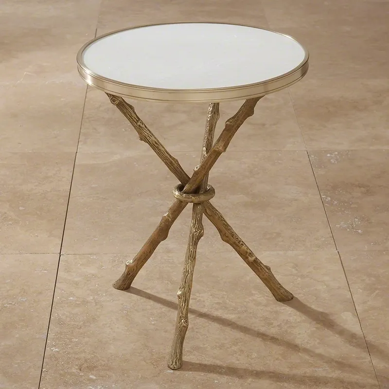 Twig Table-Brass & White Marble