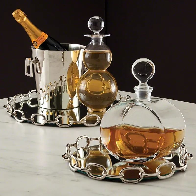 Linked Mirrored Tray-Nickel-Lg