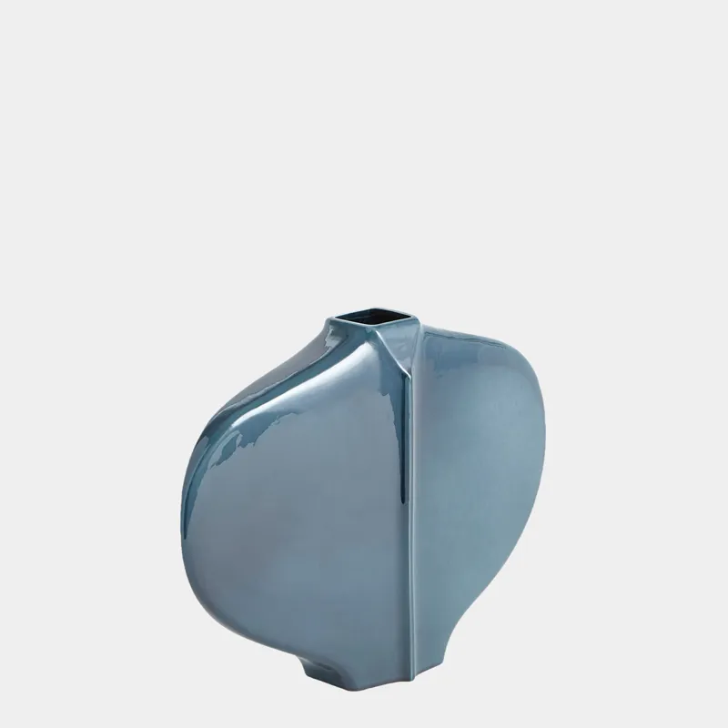 Center Ridge Vase -Blue, Small