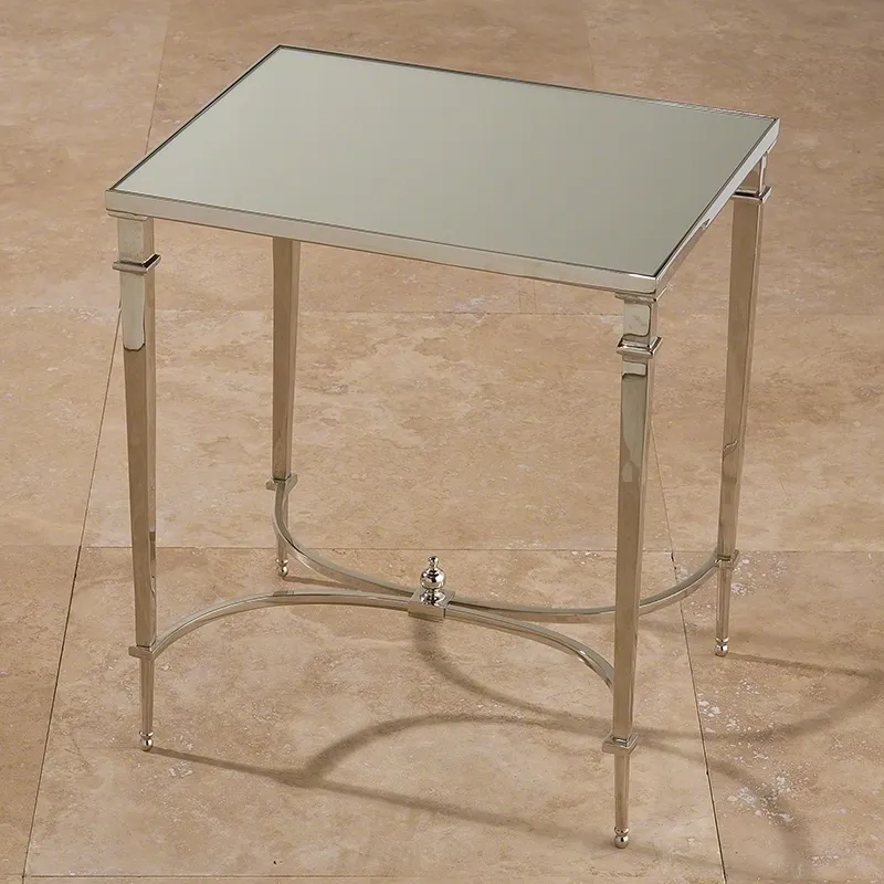 Rectangular French Square Leg Table-Nickel & Mirror