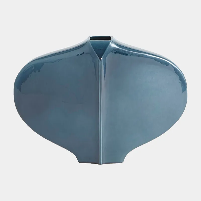 Center Ridge Vase -Blue, Small