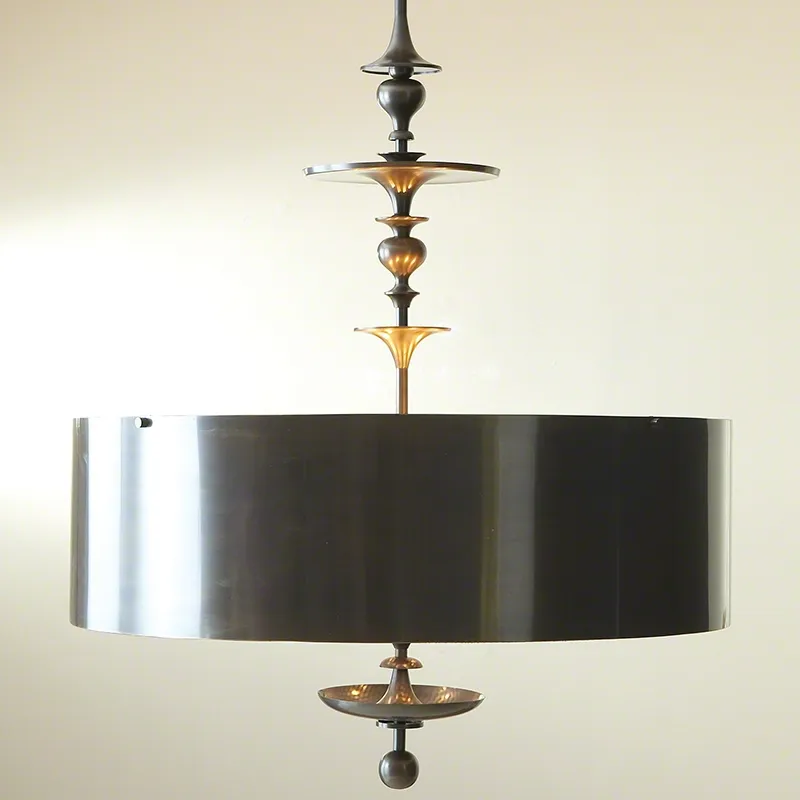 Turned Pendant Chandelier-Antique Bronze Finish-Lg