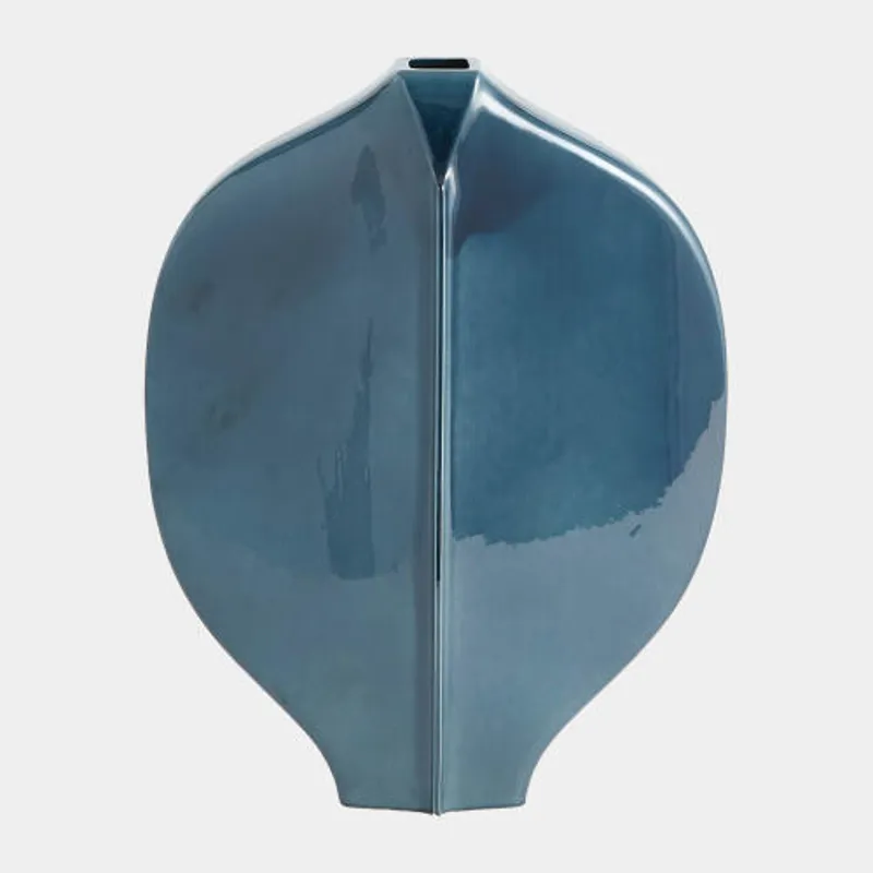 Center Ridge Vase-Blue-Med
