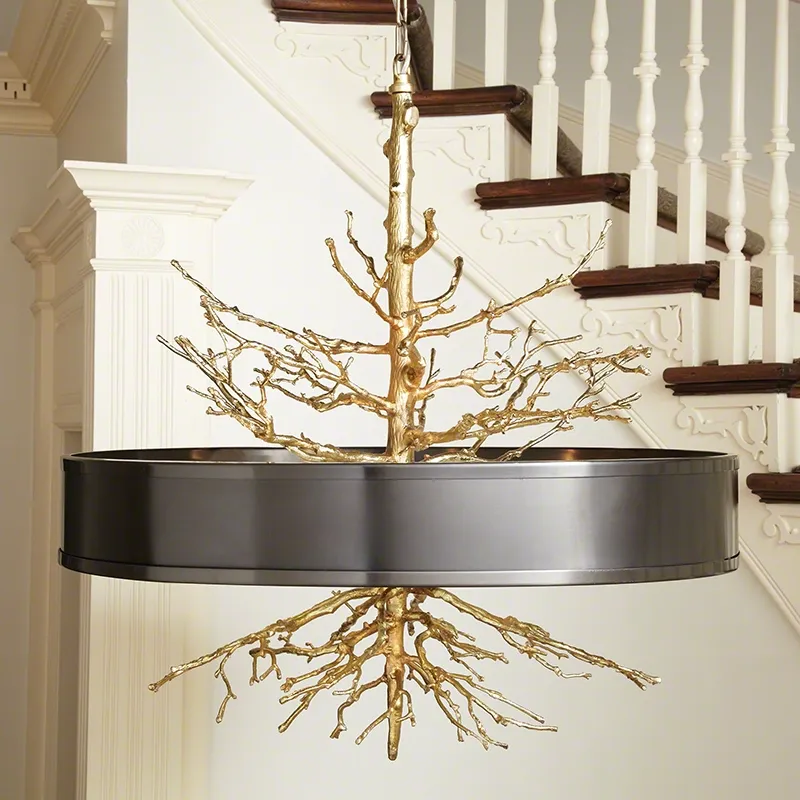 Twig Pendant-Brass on Brass w/Bronze Shade