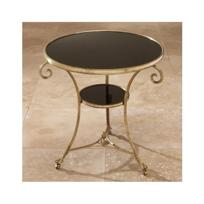 Gueridon Table-Brass & Black Granite
