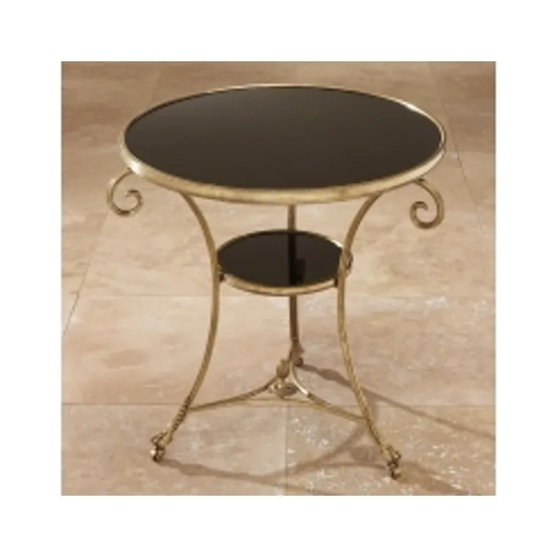 Gueridon Table-Brass & Black Granite