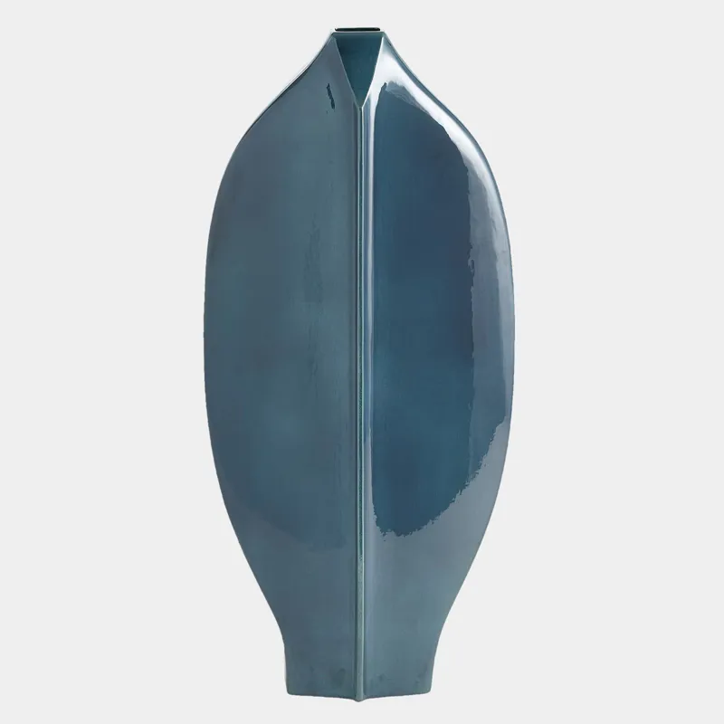 Center Ridge Vase - Blue, Large