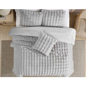 Bubble Fur Gray 4 pc King Comforter Set