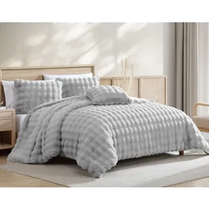 Bubble Fur Gray 4 pc Queen Comforter Set