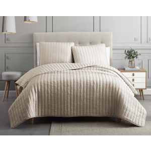 Mansfield 3PC King Tan Crinkle Coverlet