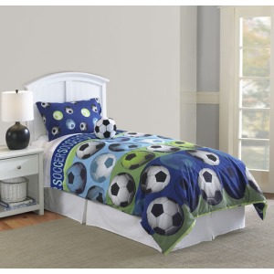 Soccer Blue 4 PC Full Comforter Set