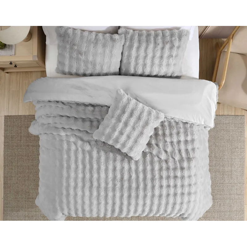 Bubble Fur Gray 4 pc King Comforter Set