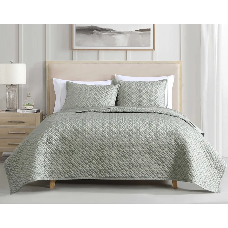 Royal Tencel Sage King 3 PC Coverlet Set