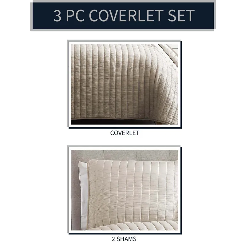 Mansfield Tan 3 PC Coverlet King