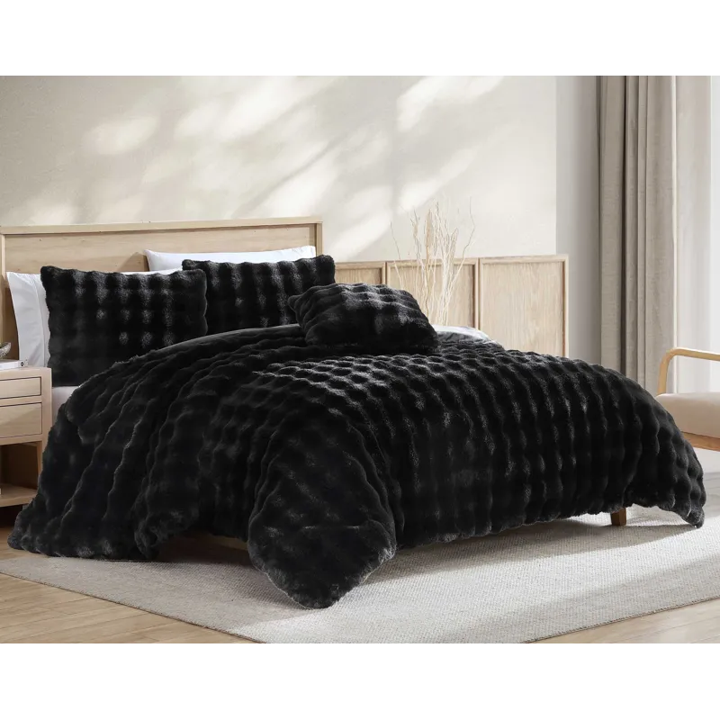 Bubble Fur Black 4 pc Queen Comforter Set