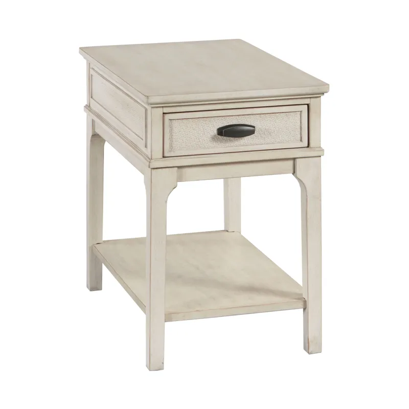 Serra-hamilton Rectangular Charging Chairside Table-Classic White
